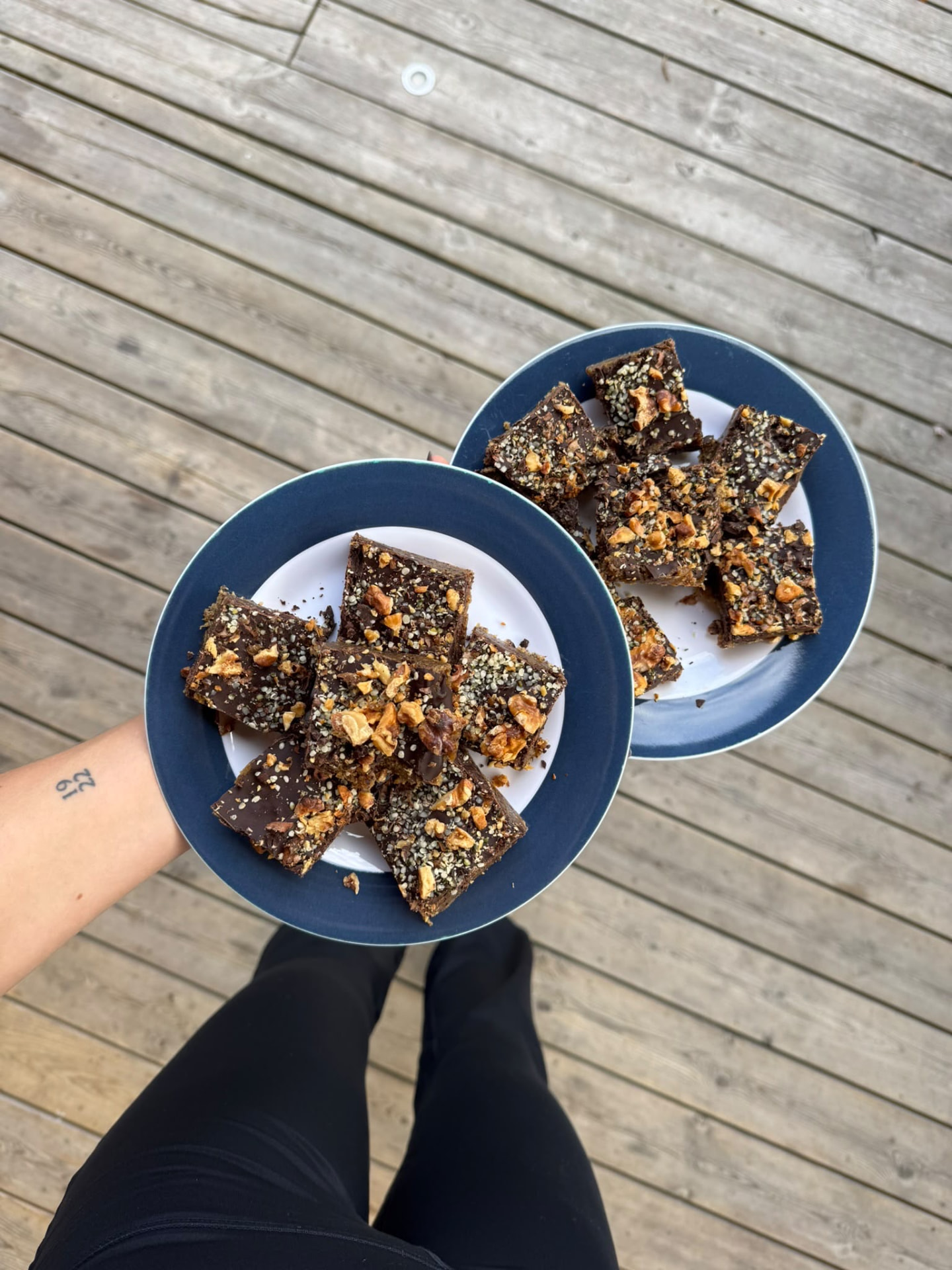 Homemade chocolate and nut brownies served during the retreat